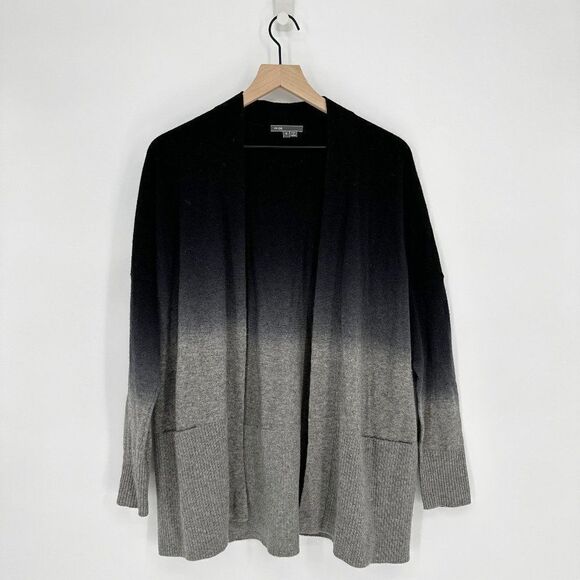 Vince Wool Cashmere Ombre Open Cardigan Relaxed Oversized Black Gray Women's S - Picture 1 of 6